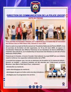 PNH : une formation pour renforcer le leadership féminin au sein de la police
